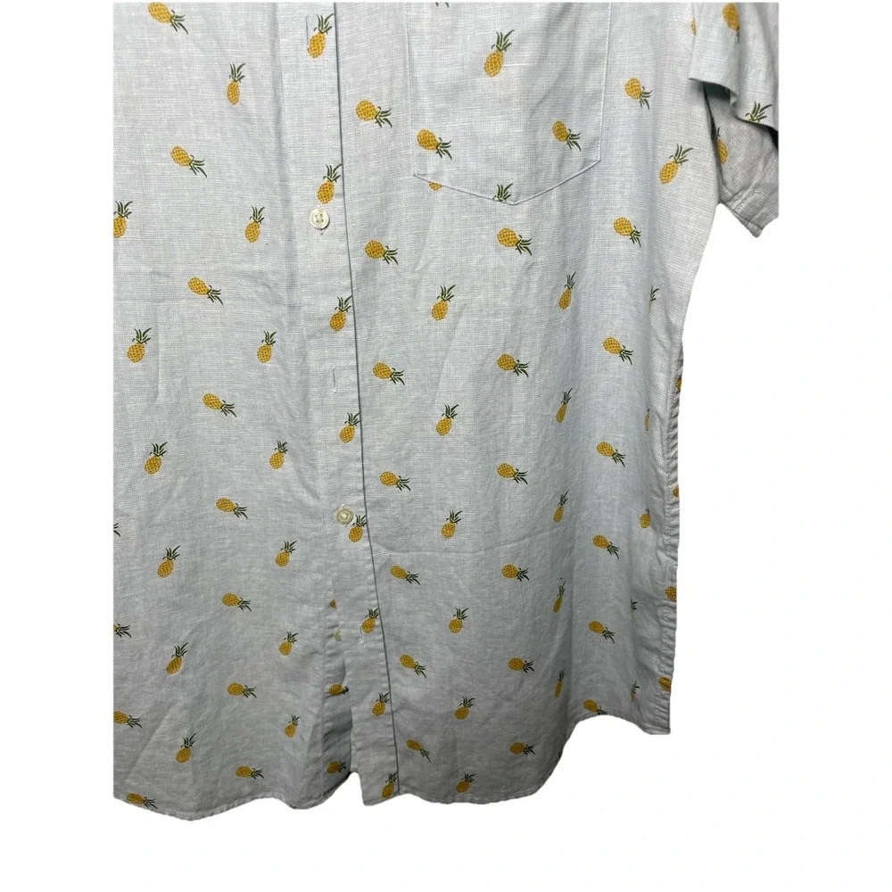 Banana Republic Mens size large Pineapple Print Linen Cotton Slim Fit Summer